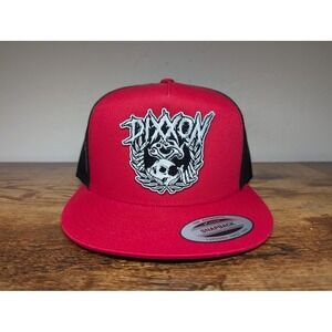 DIXXON Red Black Mesh Trucker Hat Snapback Skull Patch Yupoong